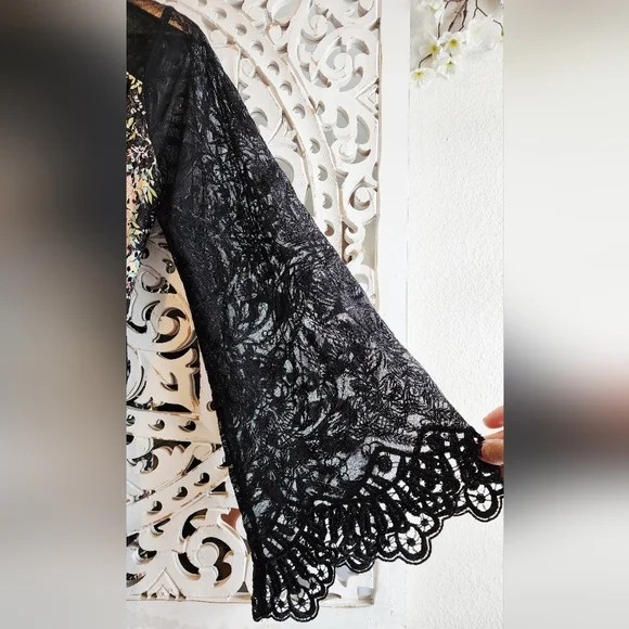 SKY YAMIR ROMPER BACK LACE V NECK WAIST STRAP LONG WING SLEEVES SIZE Medium - Picture 8 of 15